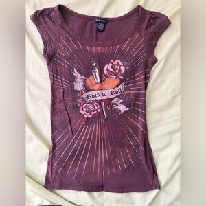 Rock n' Roll Graphic Women's Tee - Brown